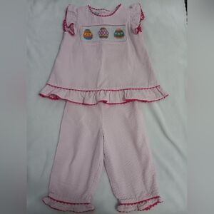 Pink Kids Pajamas with Embroidered Design
